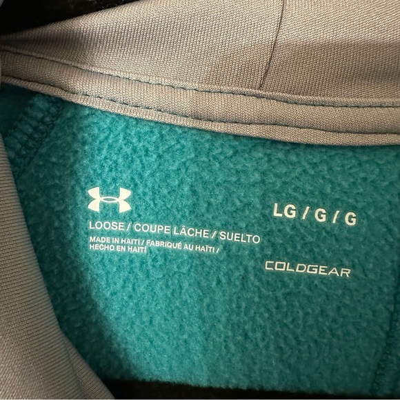 Under Armour Womens ColdGear Long Sleeve Teal & Gray Hoodie Sweatshirt Sz L GUC - Picture 7 of 9